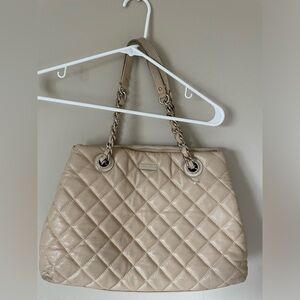 Large Kate Spade Cream & Gold Coast Maryanne quilted shoulder bag